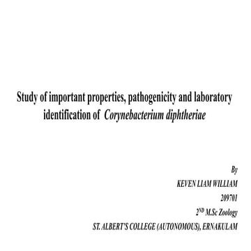 Study of important properties, pathogenicity and laboratory diagnosis of Cory...