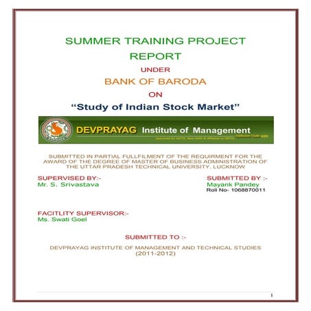 Study of indian stock market