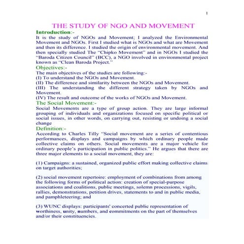 Study of ngo and enviromental movement