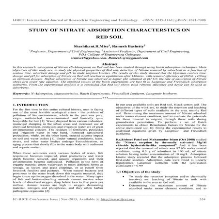 Study of nitrate adsorption characteristics on red soil