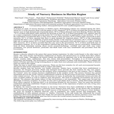 Study of nursery business in harbin region