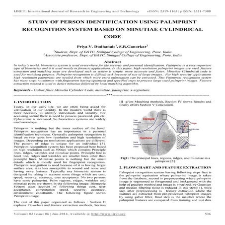 Study of person identification using palmprint
