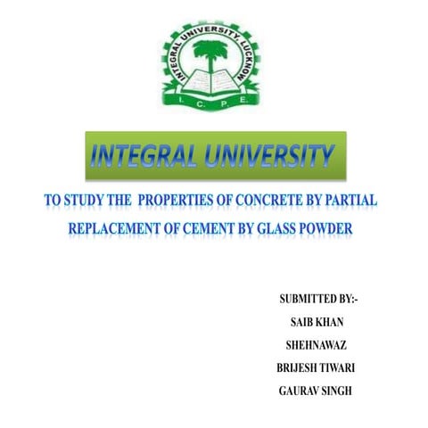 study of properties of concrete by partial replacement of cement by glass pow...
