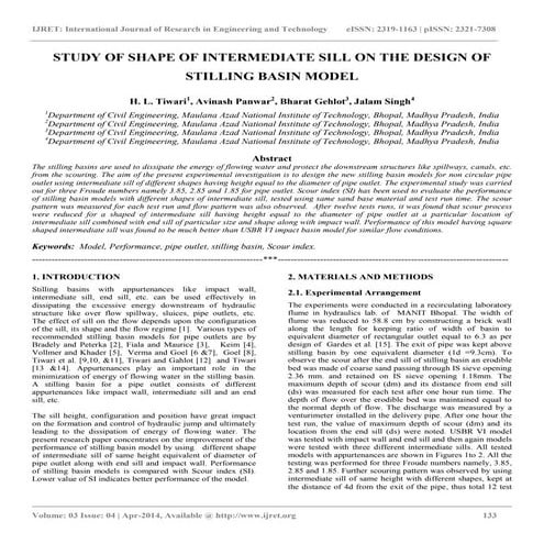 Study of shape of intermediate sill on the design of stilling basin model