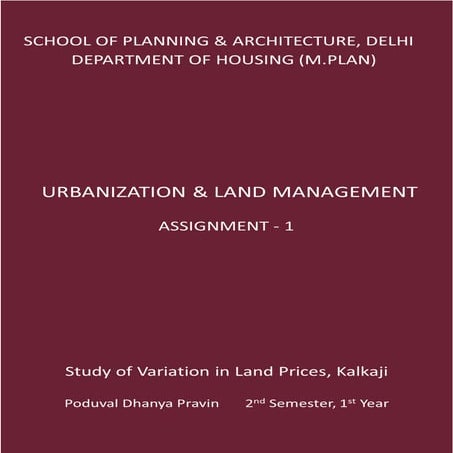 Study of Variation in Land Values, Kalkaji, Delhi