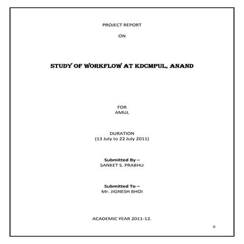 Study of workflow_at_amul,_anand