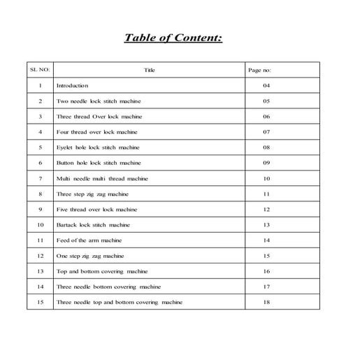 Study on differents types of sewing machine
