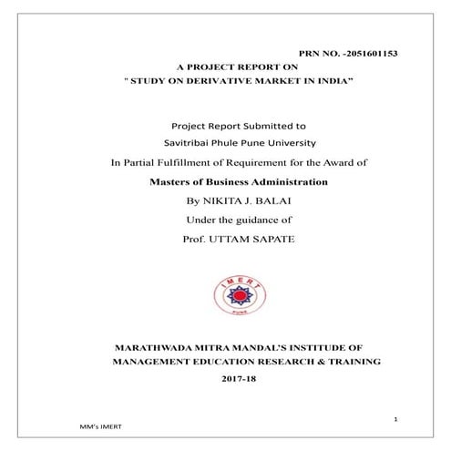 Study on equity derivative in india