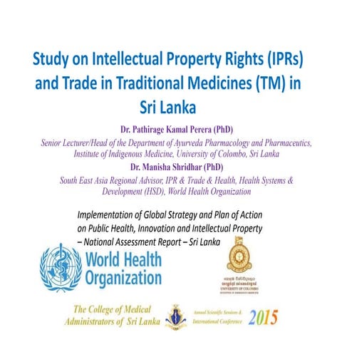Study on Intellectual Property Rights (IPRs) and Trade in Traditional Medicin...