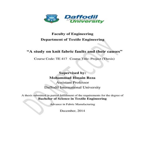 Study on knit fabric faults and their causes