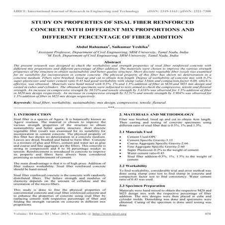 Study on properties of sisal fiber reinforced concrete with different mix pro...