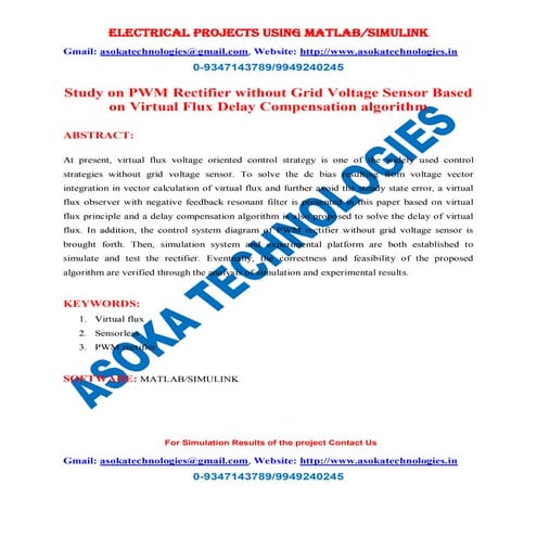 Study on PWM Rectifier without Grid Voltage Sensor Based on Virtual Flux Dela...