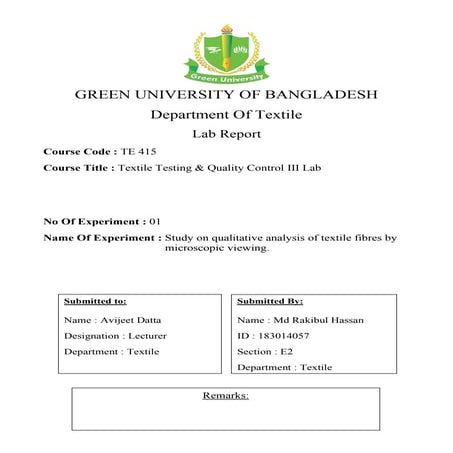 Study on qualitative analysis of textile fibres by microscopic viewing