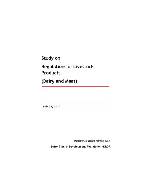 Study on regulations on livestock products (pakistan)