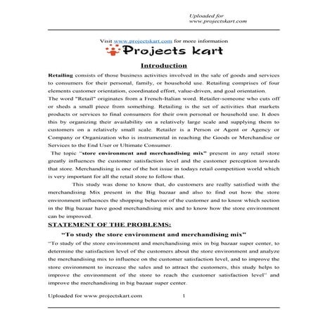 Study on Store Environment and Merchandising Mix at Big Bazaar