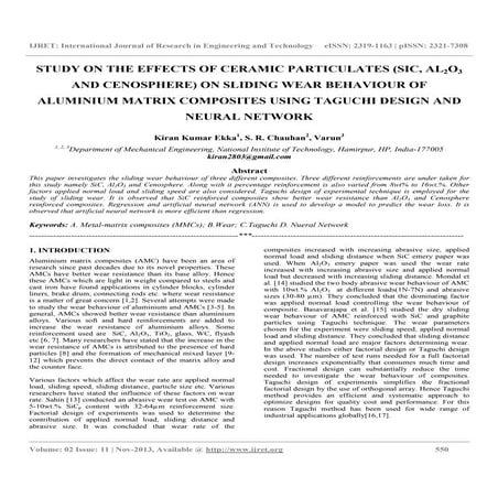 Study on the effects of ceramic particulates (sic, al2 o3