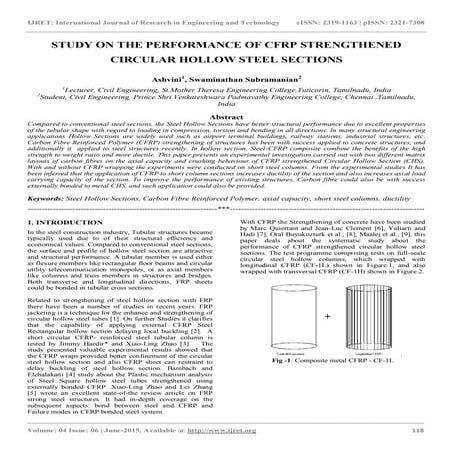 Study on the performance of cfrp strengthened circular hollow steel sections