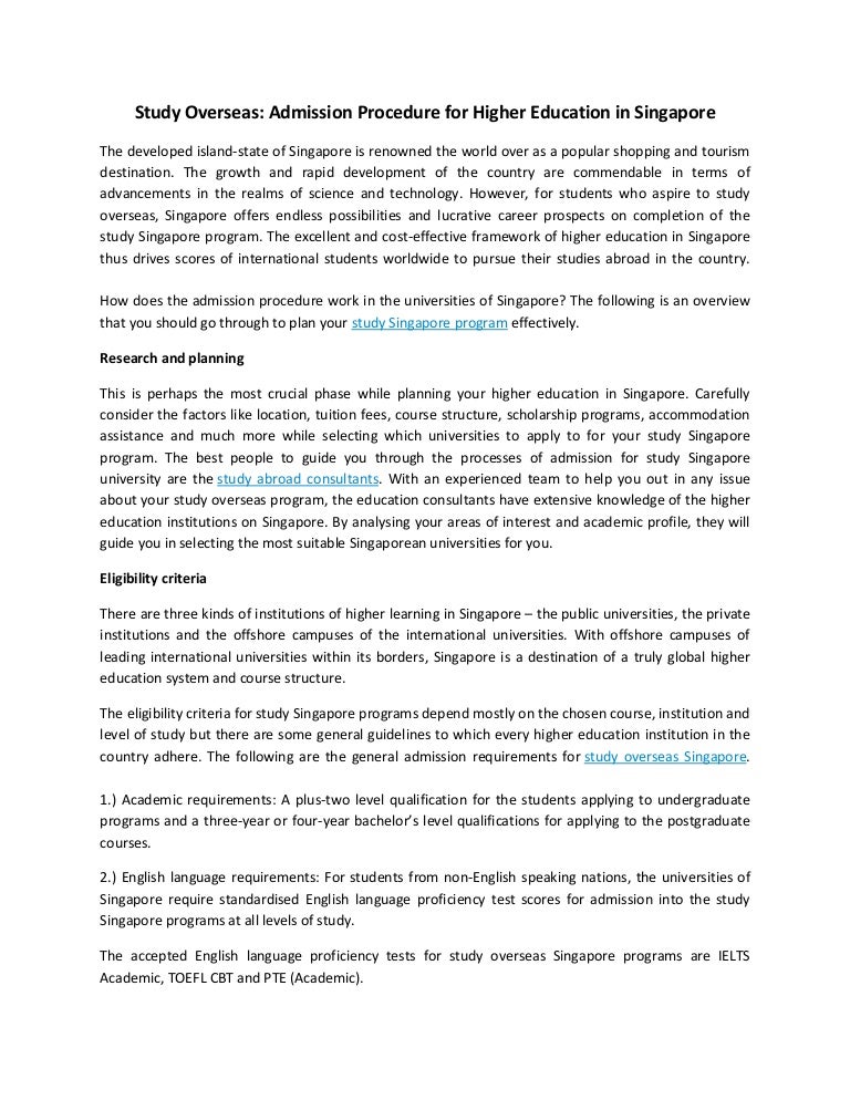 Study Overseas Admission Procedure For Higher Education In - 