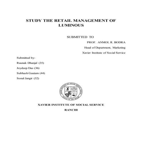 Study the retail management of luminous | DOCX