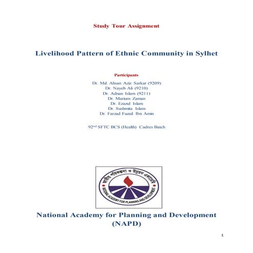 Livelihood pattern of ethnic community in Sylhet, Bangladesh