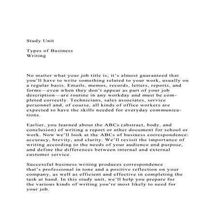 Study UnitTypes of BusinessWritingNo matter what.docx