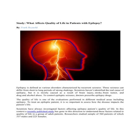Study what affects quality of life in patients with epilepsy | PDF