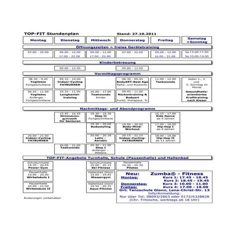 Top-Fit Stundenplan