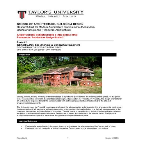 SEMESTER 3 : PROJECT 2 BRIEF DESIGN STUDIO | PDF