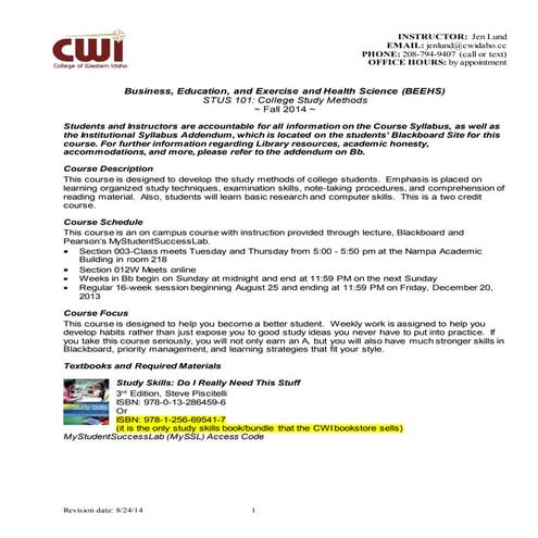 Stus 101 001 2014 fall llabus