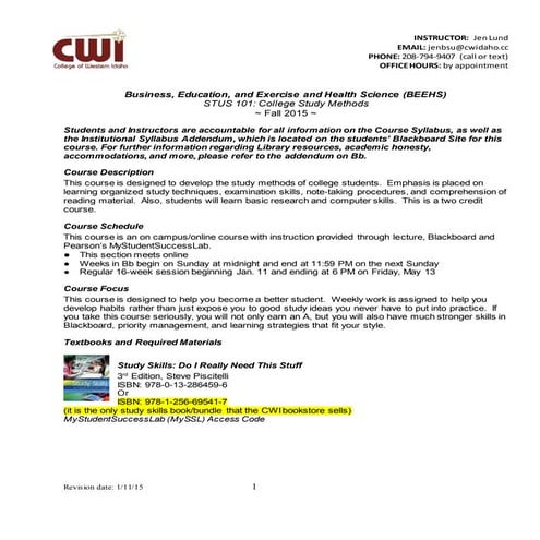 Stus101syllabusspring2016 jenlund