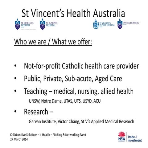 Collaborative Solutions eHealth Event - St Vincents and Mater Health