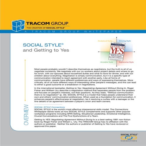 SOCIAL STYLE & Getting to Yes
