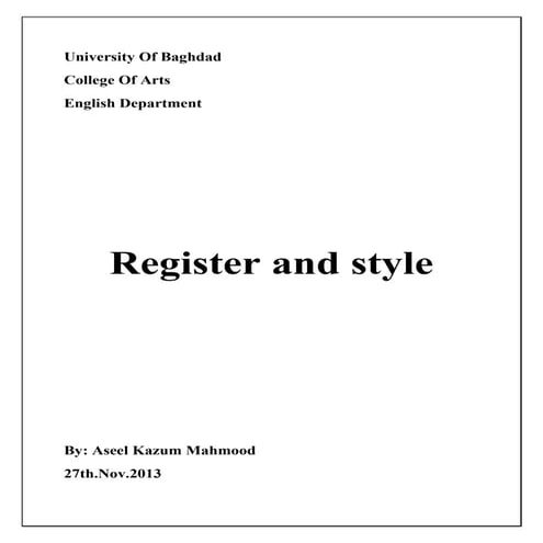 Style and register in sociolinguistics 