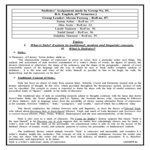 What is Style and Stylistics? Traditional, Modern and Linguistic Concept of S...