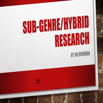 Sub genre/Hybrid research