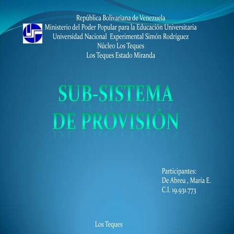 Sub sistema de provision | PPTX