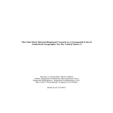 U.S. Substate District-Regional Council as a Geospatial Unit of Analytical Ge...