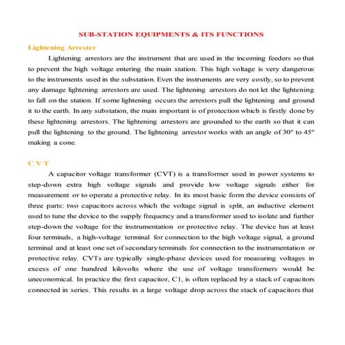 Substation equipments & its functions