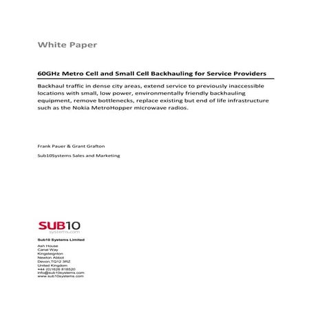 Sub10 white paper replace nokia metro hopper