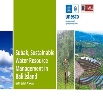 Bali water management collaboration for future sustainability