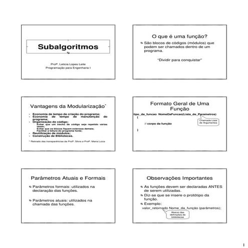 Subalgoritmos Profª Letíca Lopes