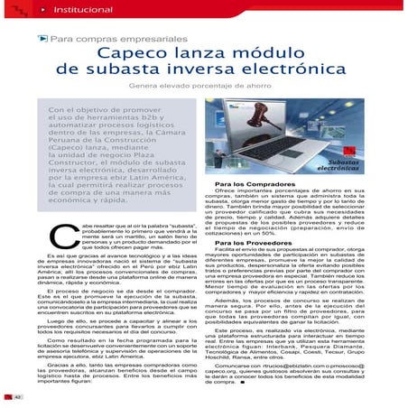 Subasta electronica CAPECO