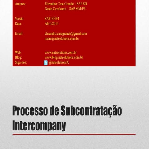 SAP MM/SD/PP - Processo de Subcontratação Intercompany