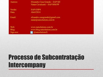 SAP MM/SD/PP - Processo de Subcontratação Intercompany