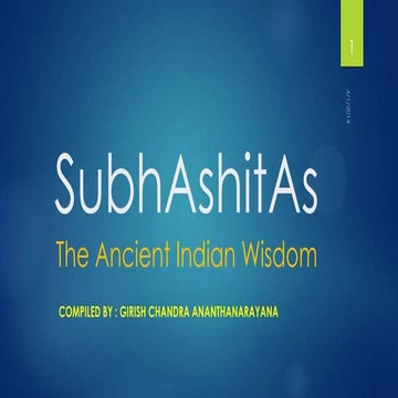 Subhaashitas - Ancient Indian Wisdom