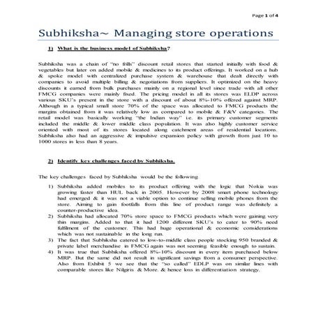 Subhiksha case study solution