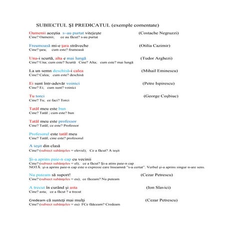 Subiectul si Predicatul