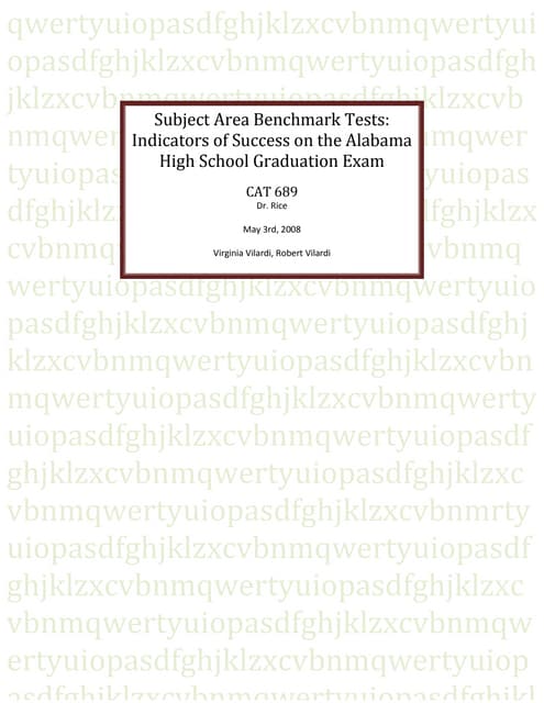 Subject Area Benchmark Tests: Indicators of Success on the Alabama ...