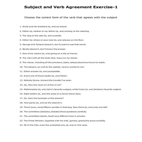 Subject verb-aggrement