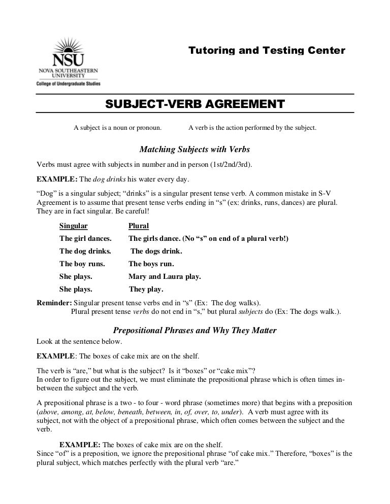 Subject Verb-agreement Subject Verb-agreement